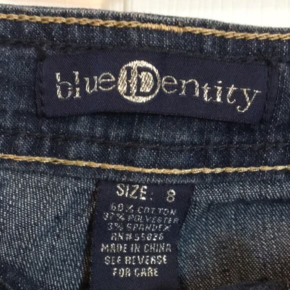 Blue IDentify Size 8 Dark Wash Skinny Jeans With Black Sequence On Pockets - Picture 3 of 5
